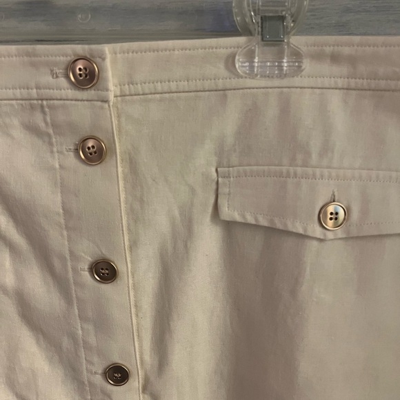 J. Crew Cream Ecru‎ Linen Blend Button-Through A-Line Skirt - Picture 6 of 9